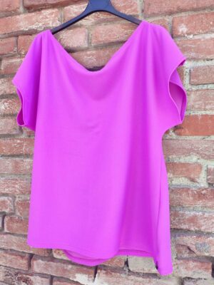 Maglia tessuto scuba magenta e petrolio