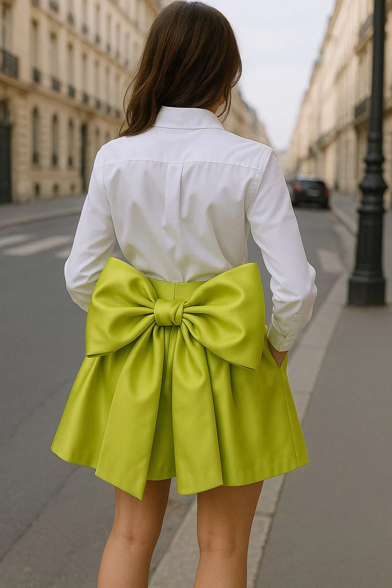Gonna verde Vestali con grande fiocco